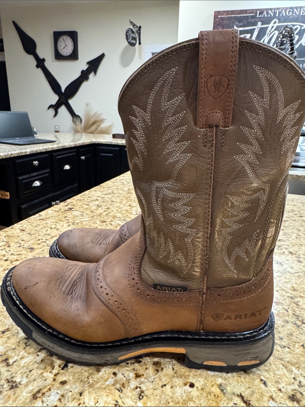Ariat Men's Brown Leather Western Work Boots